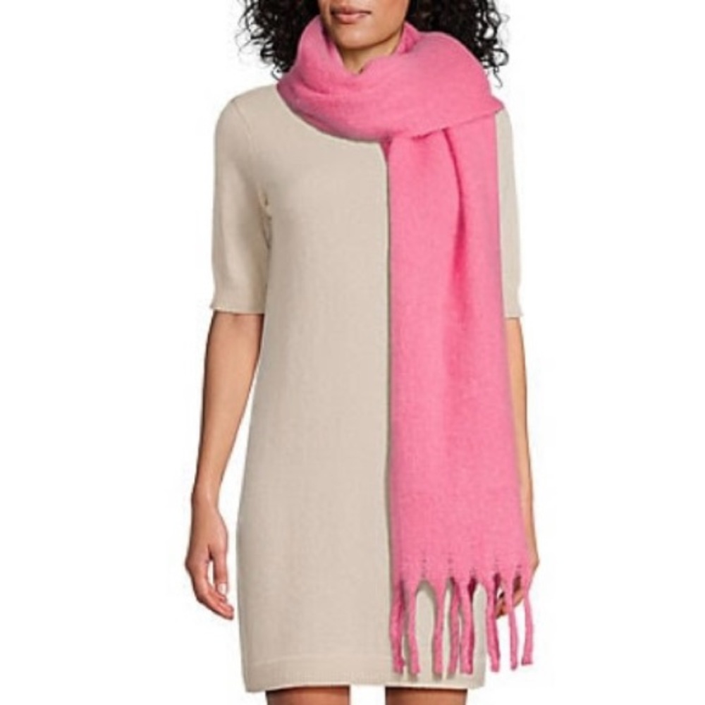 Saks Fifth Avenue Pink Fringe Scarf